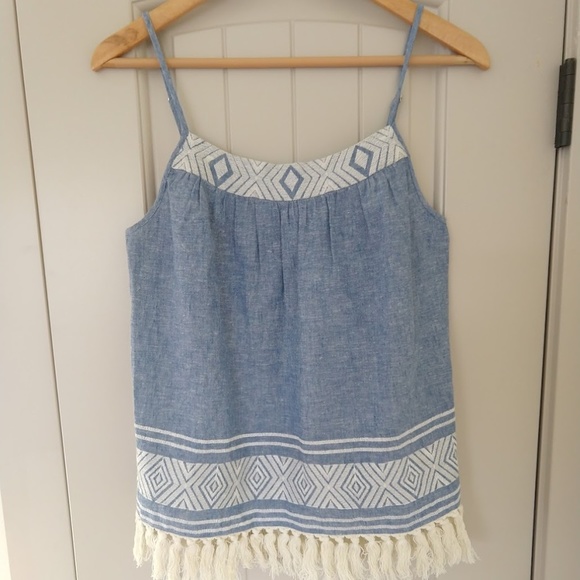 Soft Joie Agneza Top, Chambray/Porcelain Color. - Picture 3 of 6